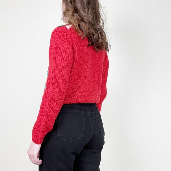 Vintage Hand Knit Harlequin Argyle Pattern Eclectic Handmade New Romantics Wool - Picture 2 of 5